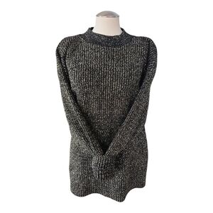 Vintage Carriage Court Metallic Knit Sweater Tunic Black Gold Made in USA